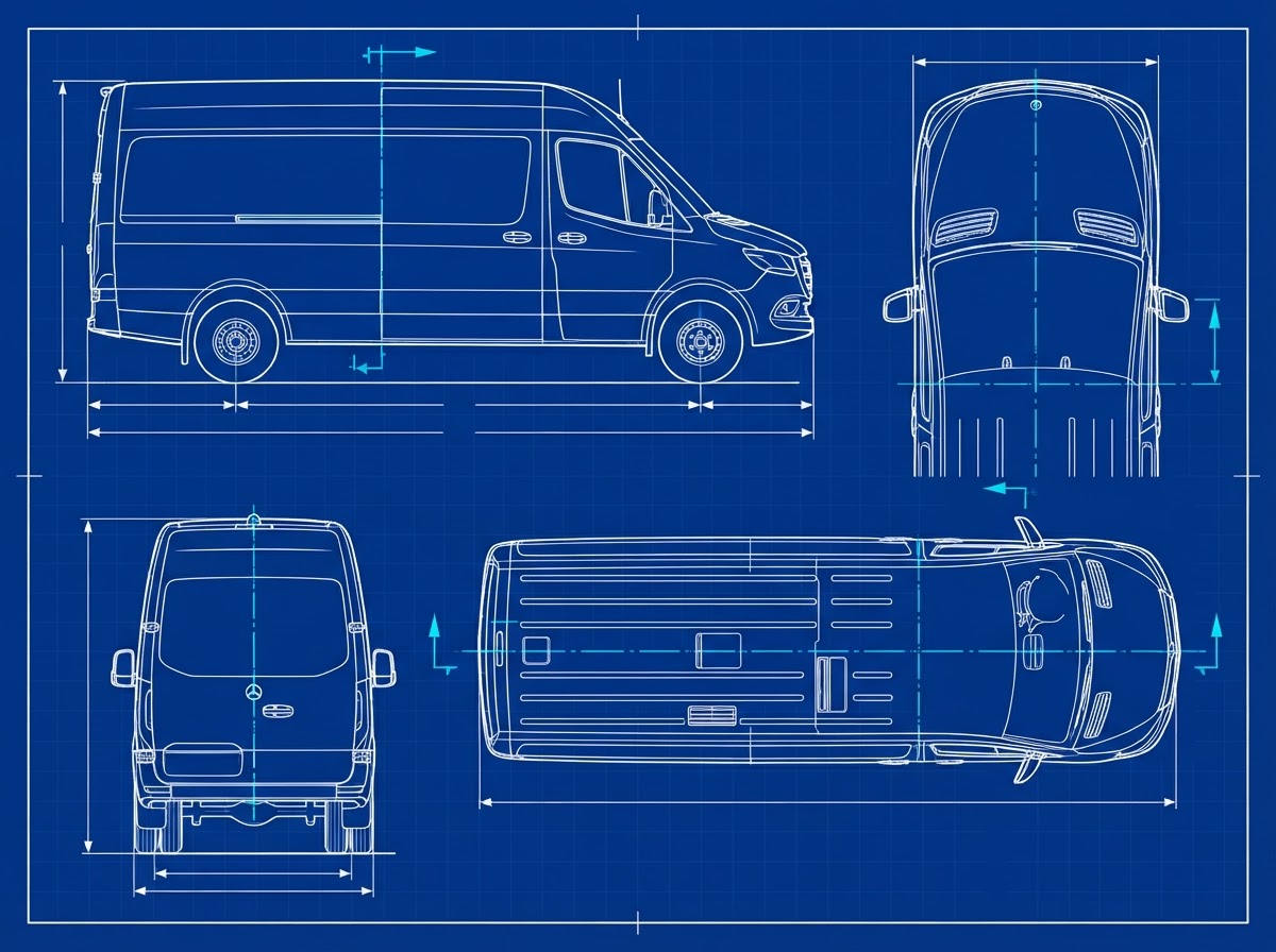 Mercedes-Benz Sprinter Cargo Layout Diagram 170 Inch Wheelbase
